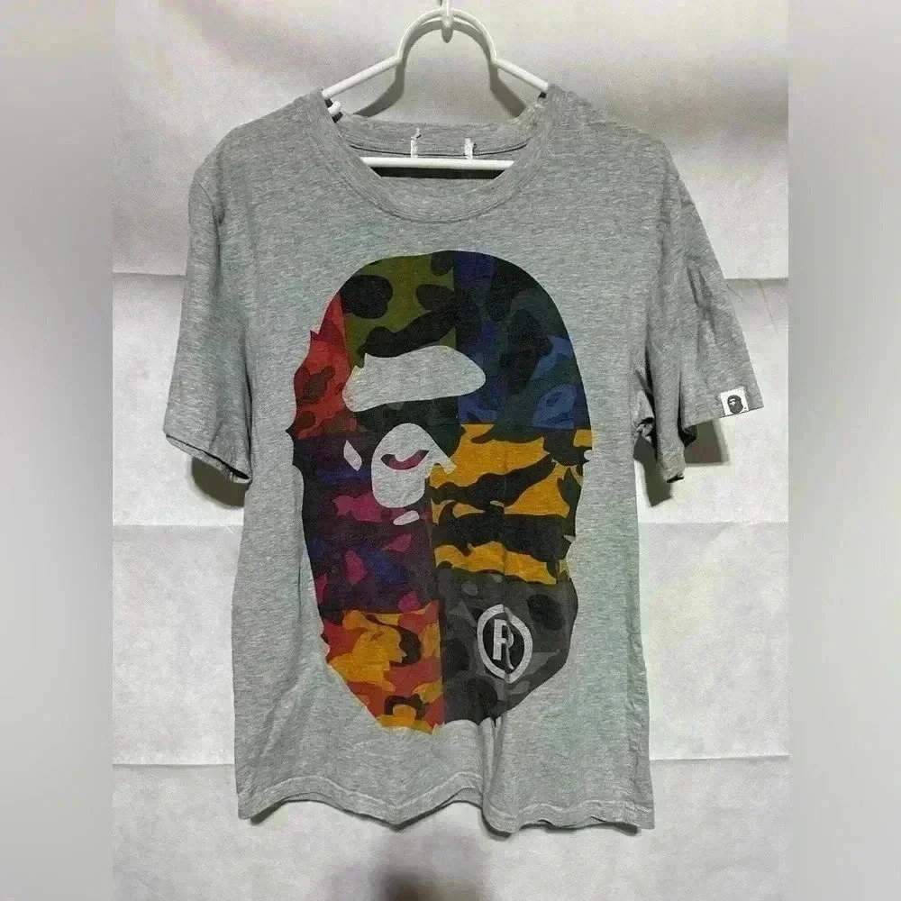BAPE A Bathing Ape Multi-Color Camo Shirt Size Large Hip Hop Rap Cdg Designer
